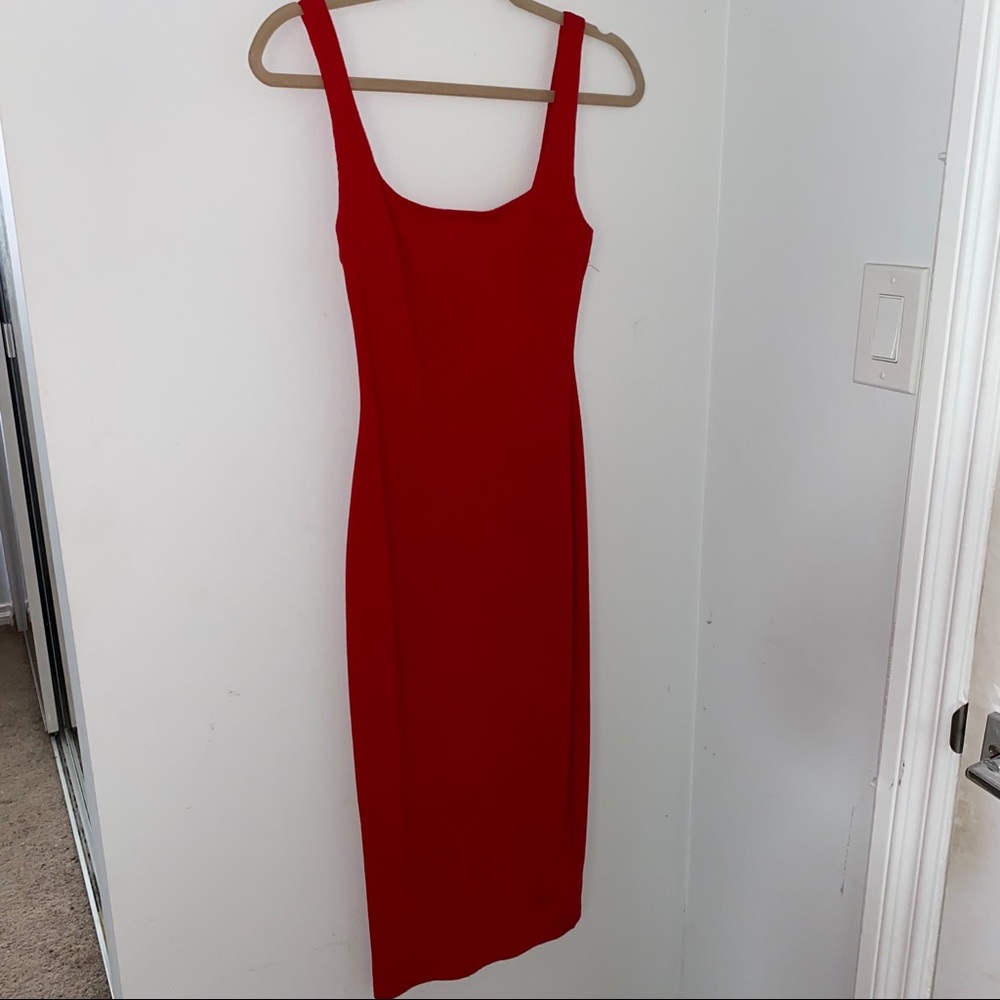 Red fitted tank top dress